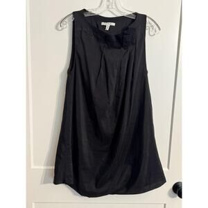 Trinity Sz L Black Sleeveless Pleated Shift Little Black Dress LBD Party Wedding